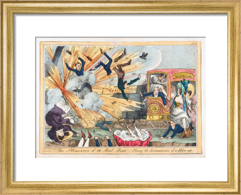 'The Pleasures of the Rail-Road', 1831. art print extra small gold Art Print - Science Museum Shop