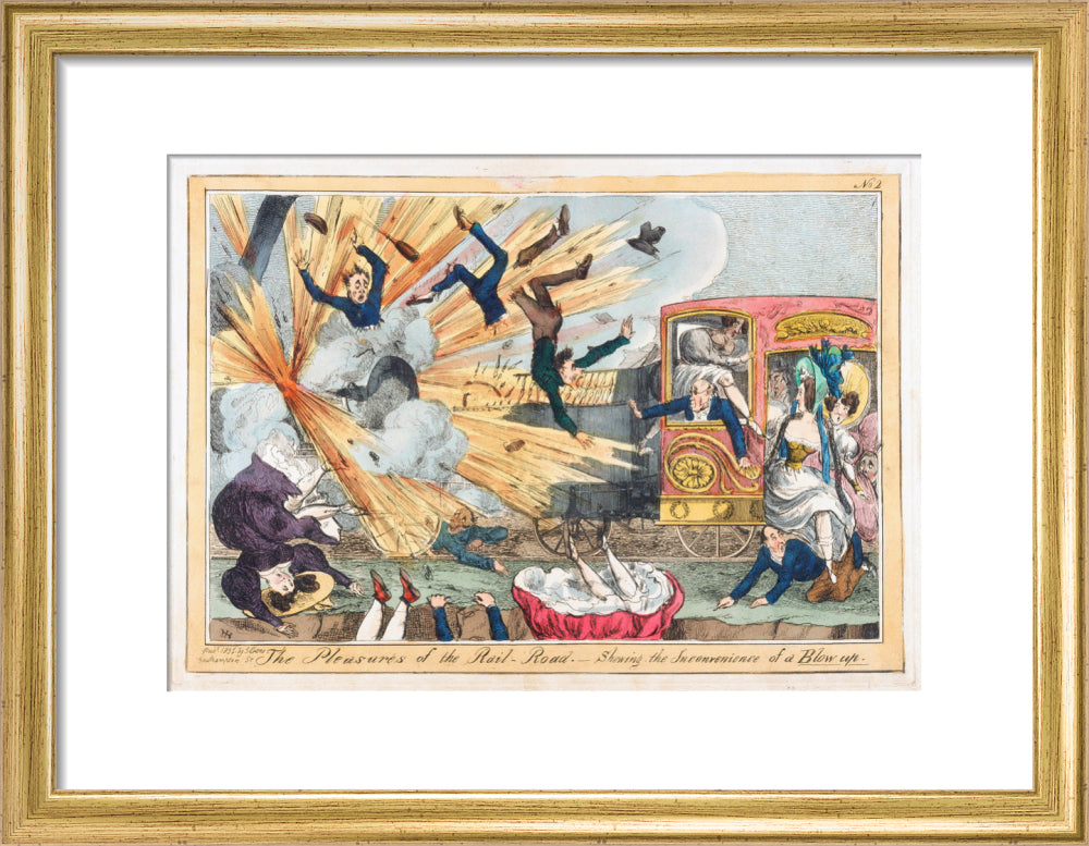 'The Pleasures of the Rail-Road', 1831. art print small gold Art Print - Science Museum Shop