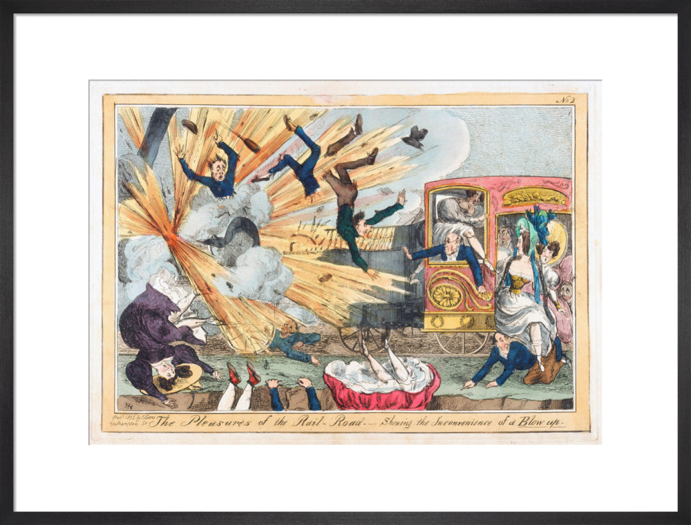 'The Pleasures of the Rail-Road', 1831. art print large black Art Print - Science Museum Shop