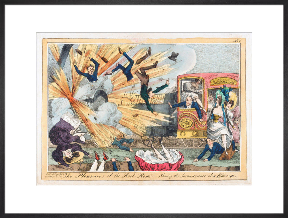 'The Pleasures of the Rail-Road', 1831. art print extra large black Art Print - Science Museum Shop