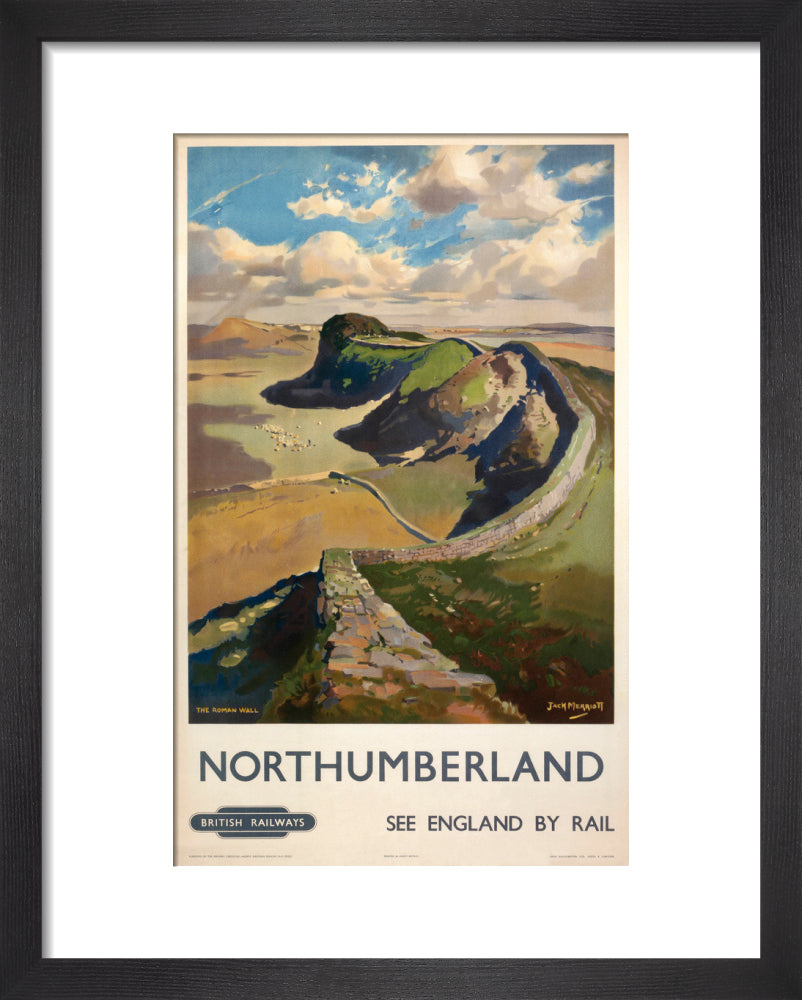 Hadrian's Wall, by Jack Merriott. 'Northumb art print extra small black Art Print - Science Museum Shop