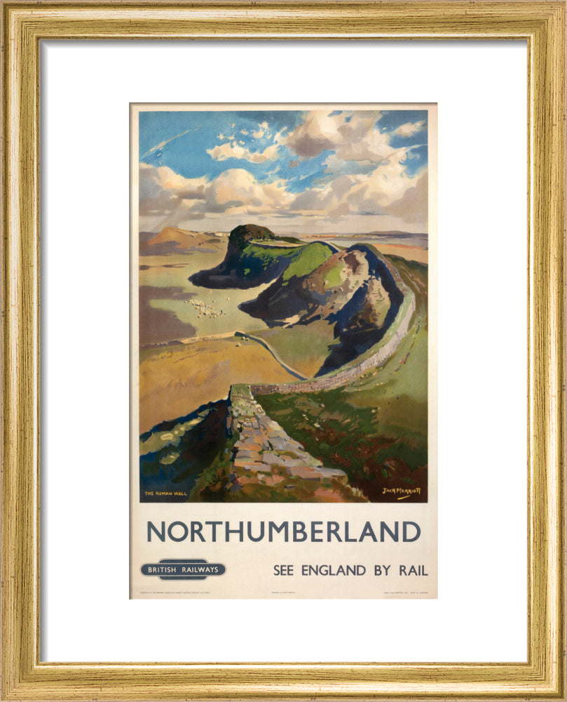 Hadrian's Wall, by Jack Merriott. 'Northumb art print extra small gold Art Print - Science Museum Shop