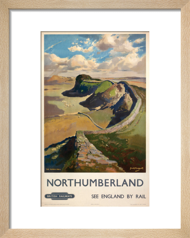 Hadrian's Wall, by Jack Merriott. 'Northumb art print extra small natural Art Print - Science Museum Shop