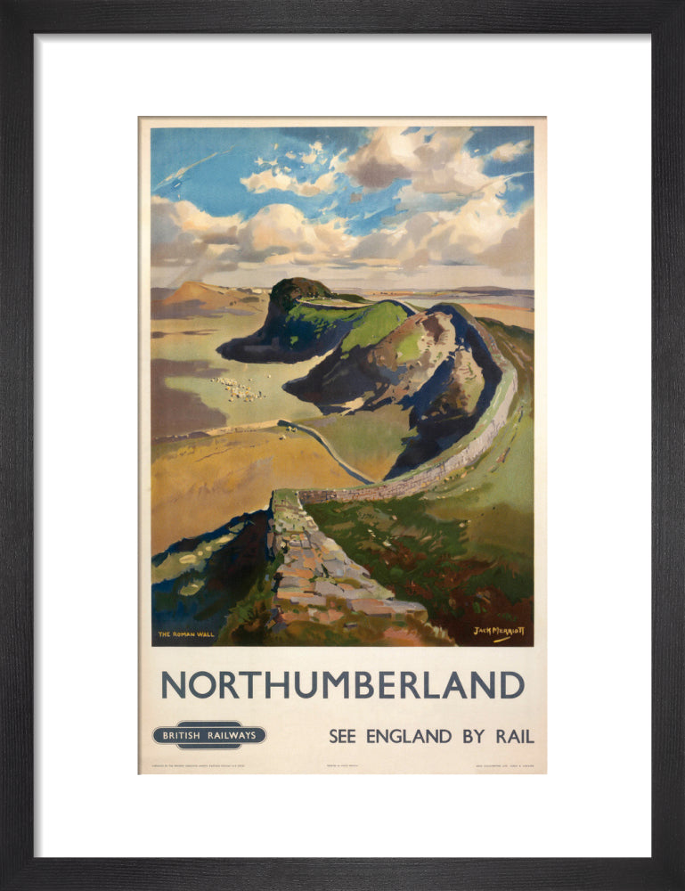 Hadrian's Wall, by Jack Merriott. 'Northumb art print small black Art Print - Science Museum Shop