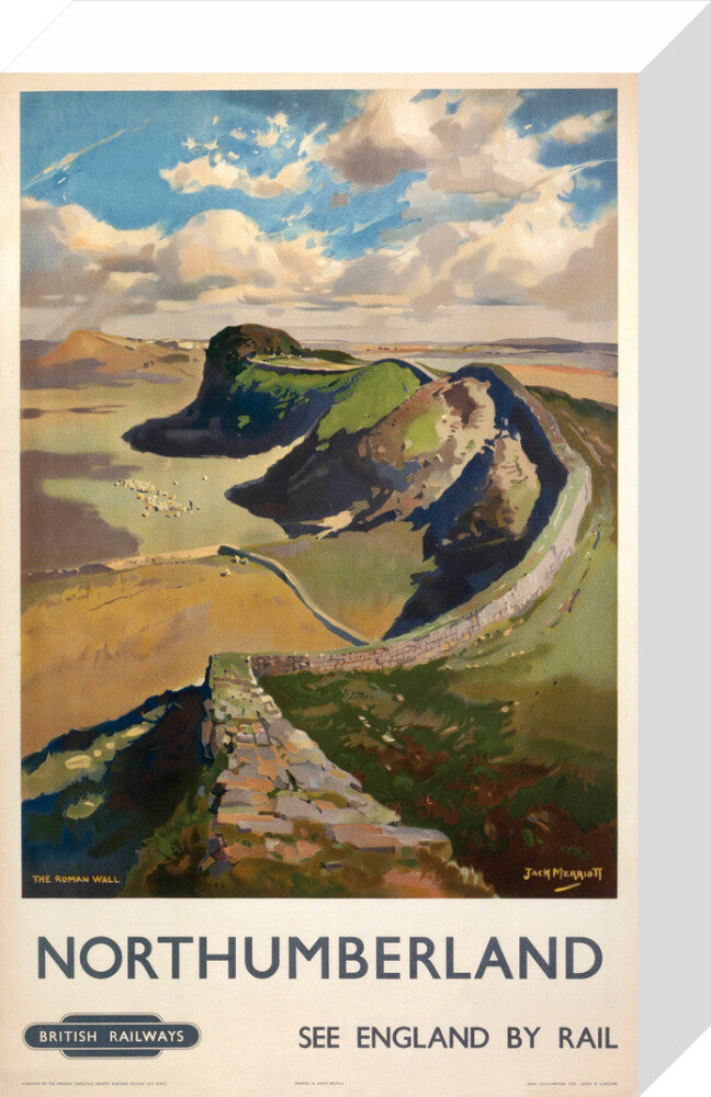 Hadrian's Wall, by Jack Merriott. 'Northumb stretched canvas small none Art Print - Science Museum Shop