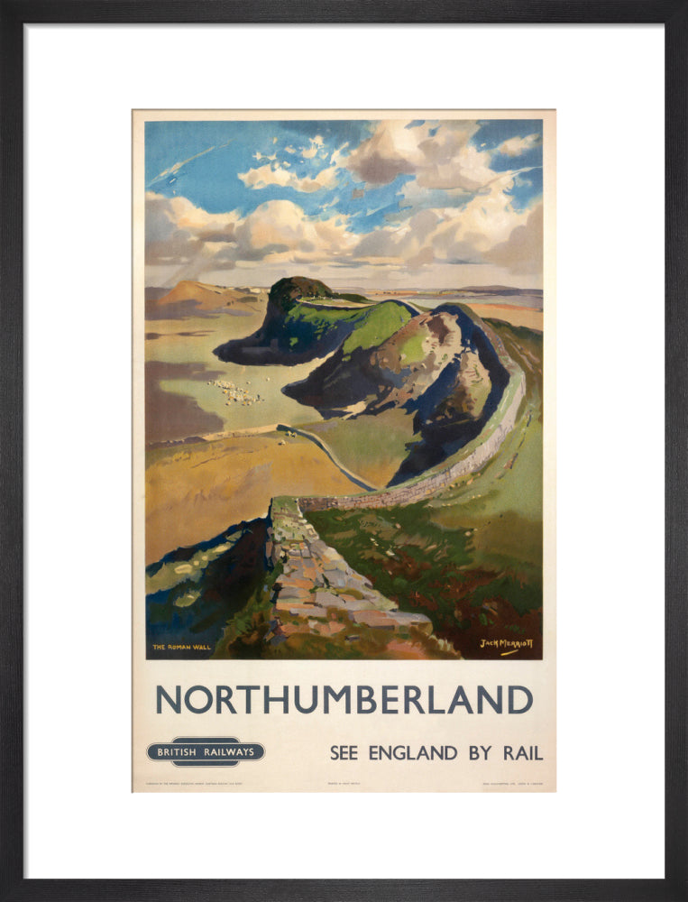 Hadrian's Wall, by Jack Merriott. 'Northumb art print medium black Art Print - Science Museum Shop