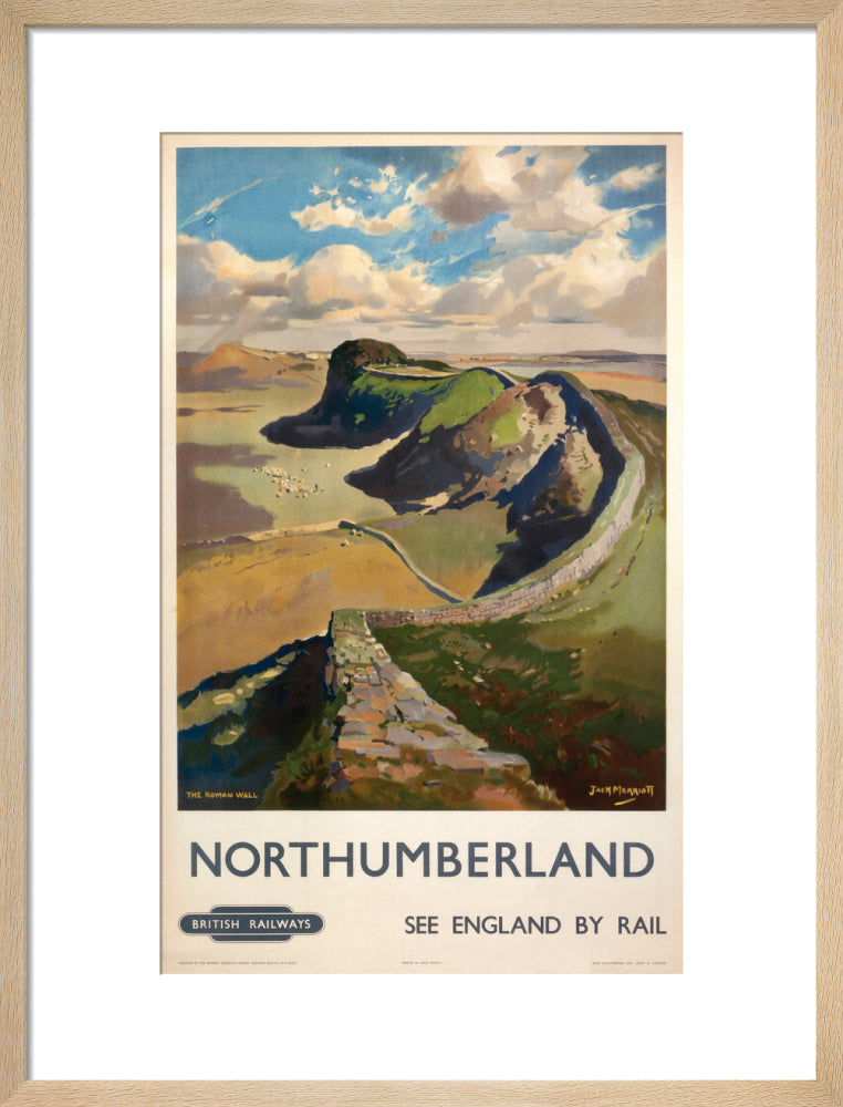 Hadrian's Wall, by Jack Merriott. 'Northumb art print medium natural Art Print - Science Museum Shop