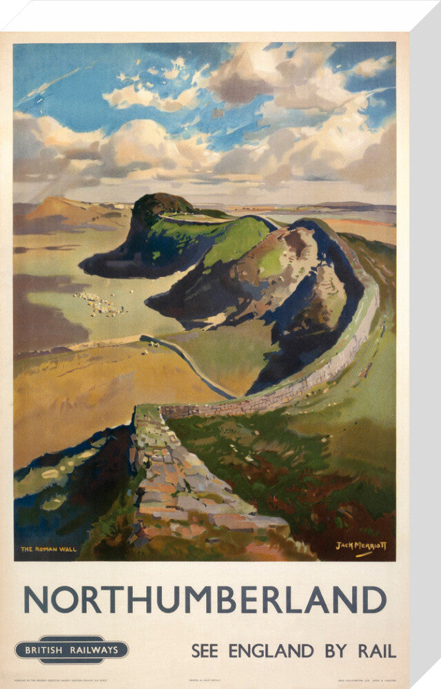 Hadrian's Wall, by Jack Merriott. 'Northumb stretched canvas medium none Art Print - Science Museum Shop