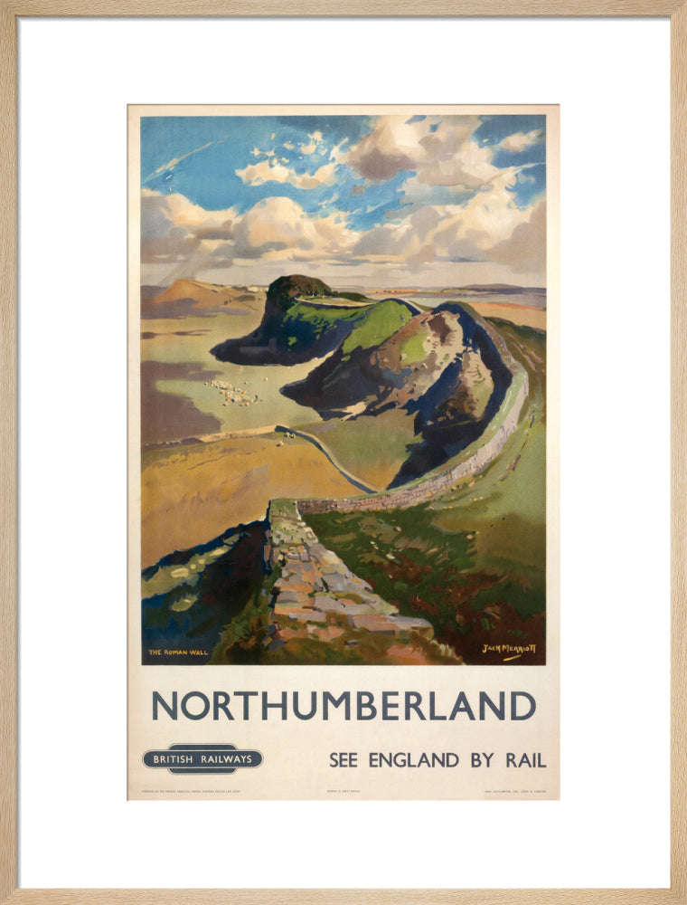 Hadrian's Wall, by Jack Merriott. 'Northumb art print large natural Art Print - Science Museum Shop