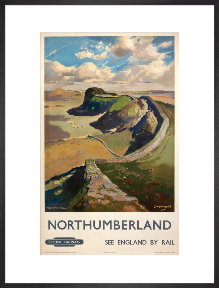 Hadrian's Wall, by Jack Merriott. 'Northumb art print extra large black Art Print - Science Museum Shop