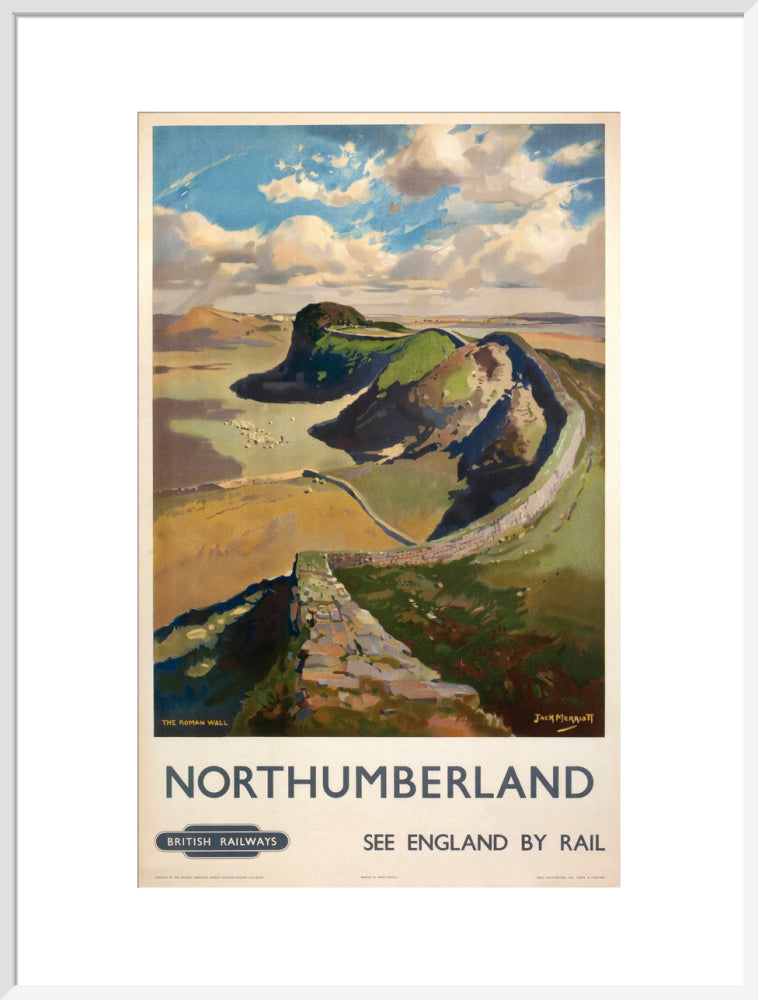 Hadrian's Wall, by Jack Merriott. 'Northumb art print extra large white Art Print - Science Museum Shop