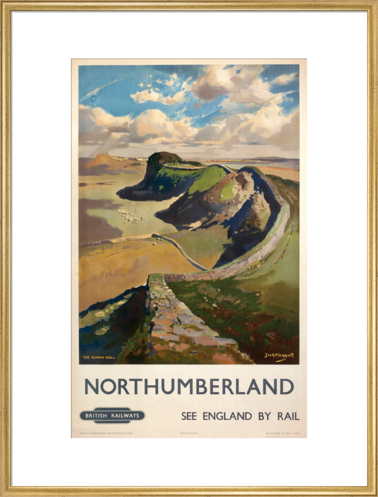 Hadrian's Wall, by Jack Merriott. 'Northumb art print extra large gold Art Print - Science Museum Shop