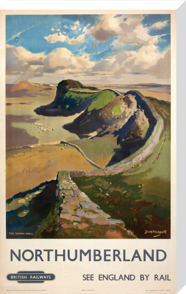 Hadrian's Wall, by Jack Merriott. 'Northumb stretched canvas large none Art Print - Science Museum Shop