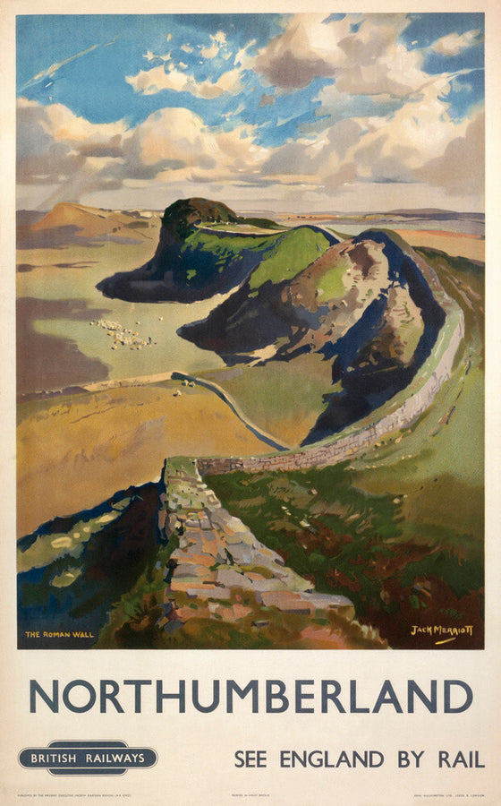 Hadrian's Wall, by Jack Merriott. 'Northumb Art Print - Science Museum Shop
