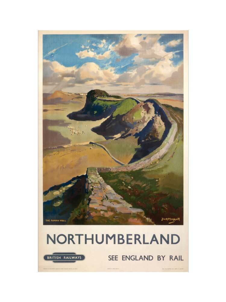 Hadrian's Wall, by Jack Merriott. 'Northumb art print small none Art Print - Science Museum Shop
