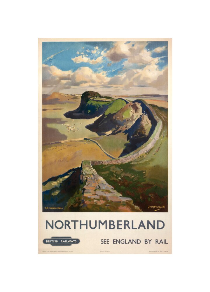 Hadrian's Wall, by Jack Merriott. 'Northumb unstretched canvas small none Art Print - Science Museum Shop