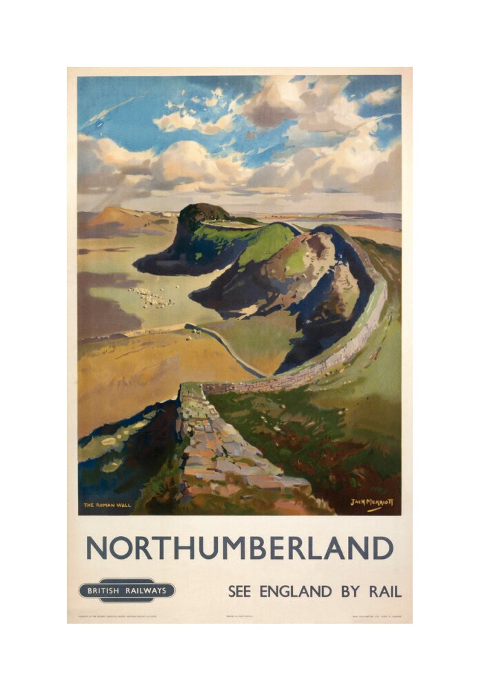 Hadrian's Wall, by Jack Merriott. 'Northumb unstretched canvas medium none Art Print - Science Museum Shop