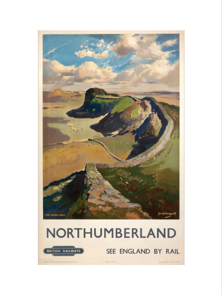 Hadrian's Wall, by Jack Merriott. 'Northumb art print large none Art Print - Science Museum Shop