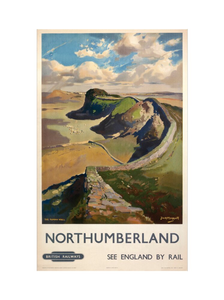 Hadrian's Wall, by Jack Merriott. 'Northumb art print extra large none Art Print - Science Museum Shop