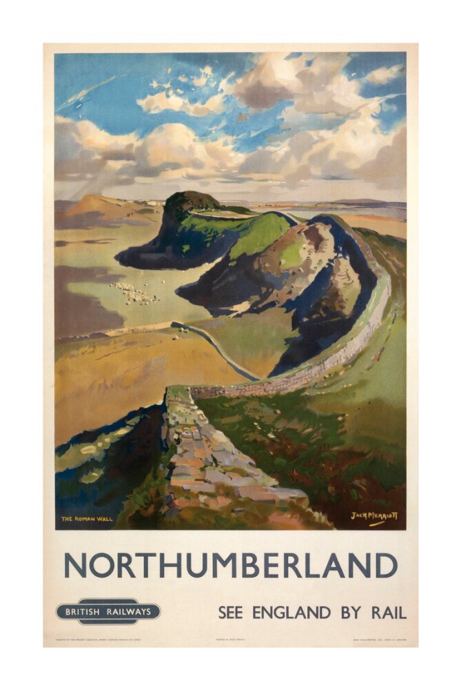 Hadrian's Wall, by Jack Merriott. 'Northumb unstretched canvas extra large none Art Print - Science Museum Shop