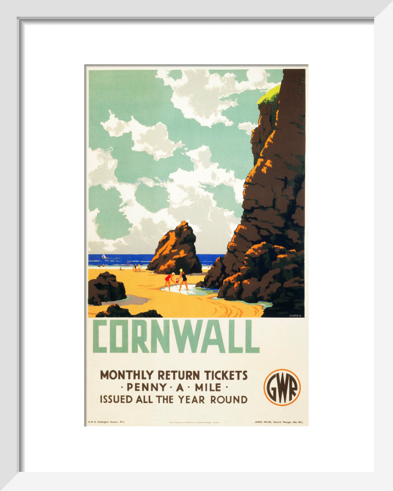 'Cornwall', GWR poster, c 1937. art print extra small white Art Print - Science Museum Shop