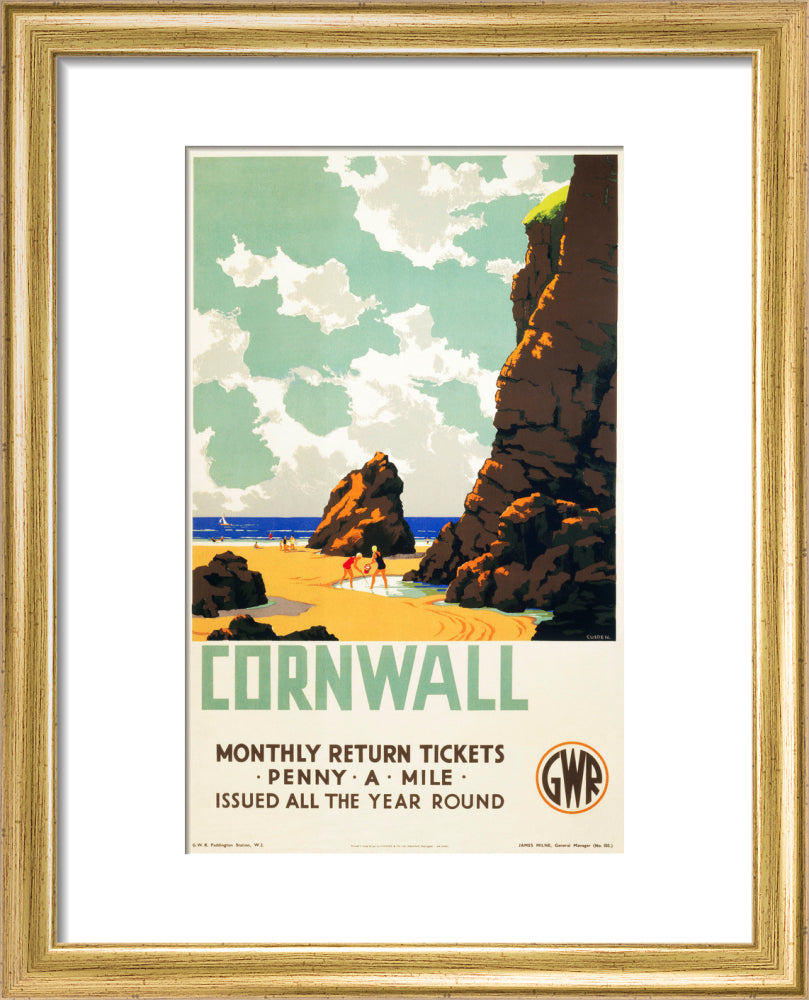 'Cornwall', GWR poster, c 1937. art print extra small gold Art Print - Science Museum Shop