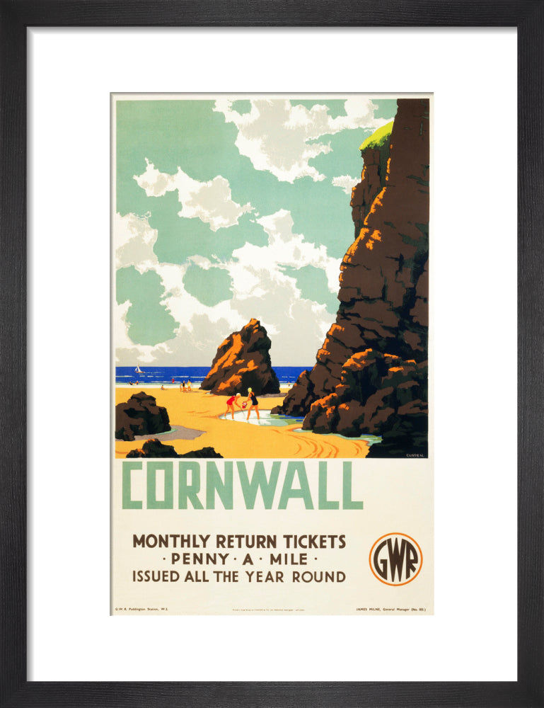 'Cornwall', GWR poster, c 1937. art print small black Art Print - Science Museum Shop