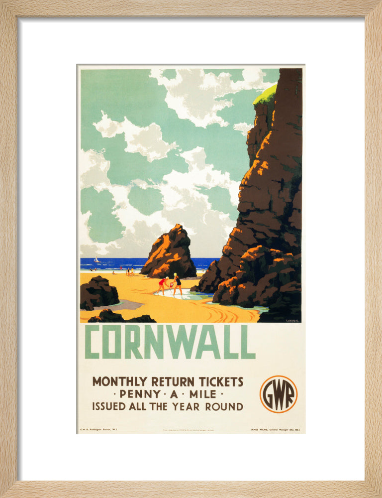 'Cornwall', GWR poster, c 1937. art print small natural Art Print - Science Museum Shop