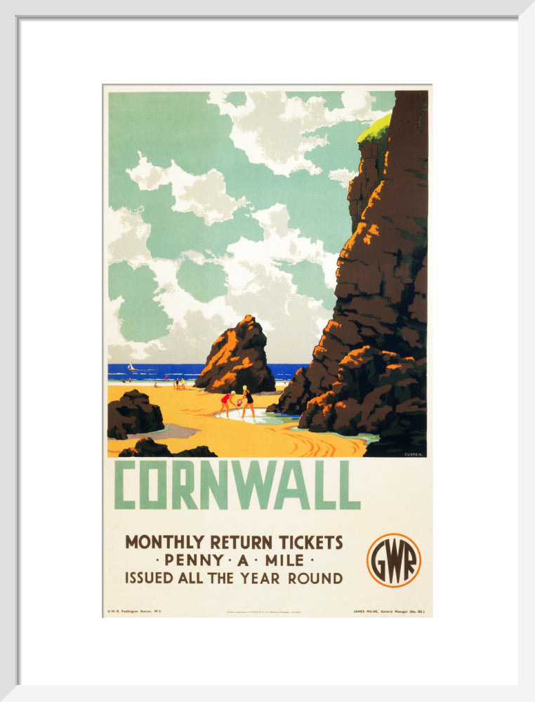 'Cornwall', GWR poster, c 1937. art print medium white Art Print - Science Museum Shop