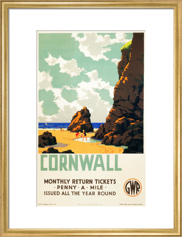 'Cornwall', GWR poster, c 1937. art print medium gold Art Print - Science Museum Shop