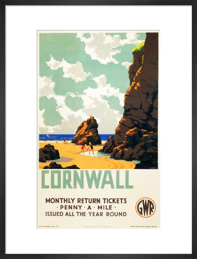 'Cornwall', GWR poster, c 1937. art print large black Art Print - Science Museum Shop