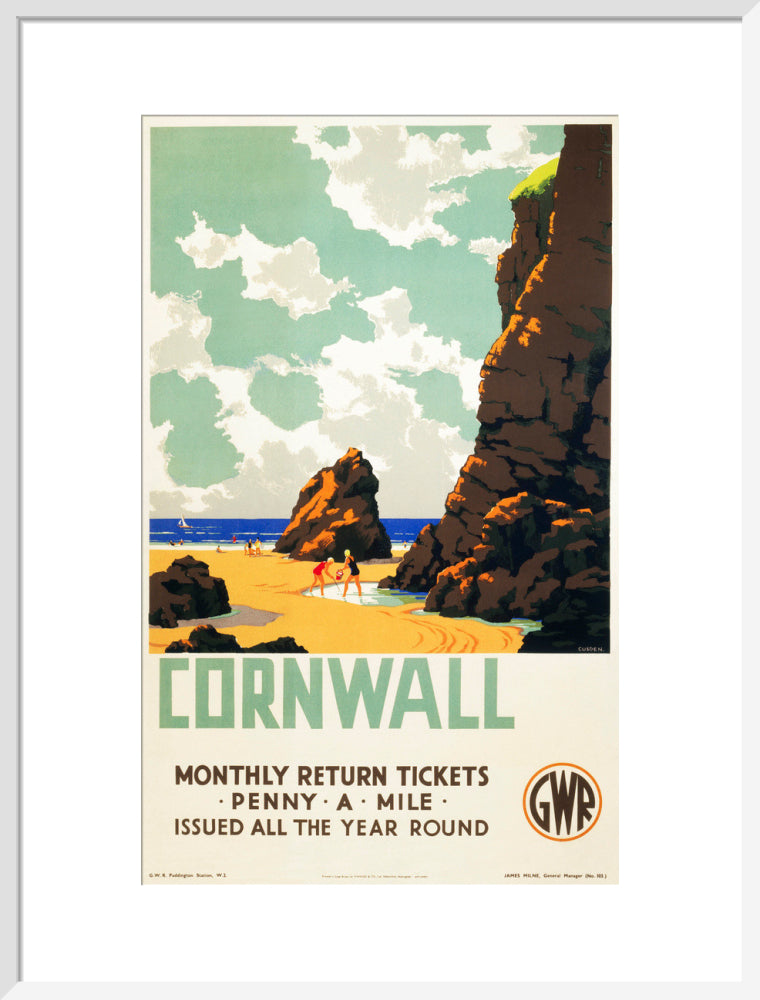 'Cornwall', GWR poster, c 1937. art print large white Art Print - Science Museum Shop