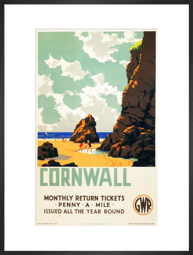 'Cornwall', GWR poster, c 1937. art print extra large black Art Print - Science Museum Shop