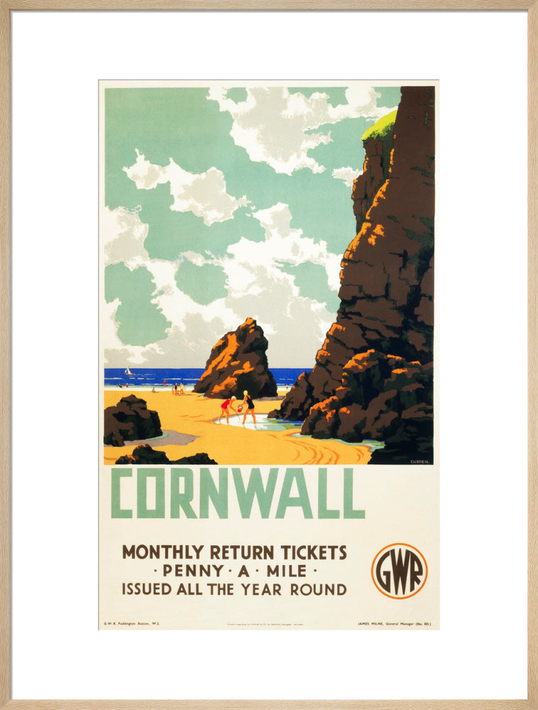 'Cornwall', GWR poster, c 1937. art print extra large natural Art Print - Science Museum Shop