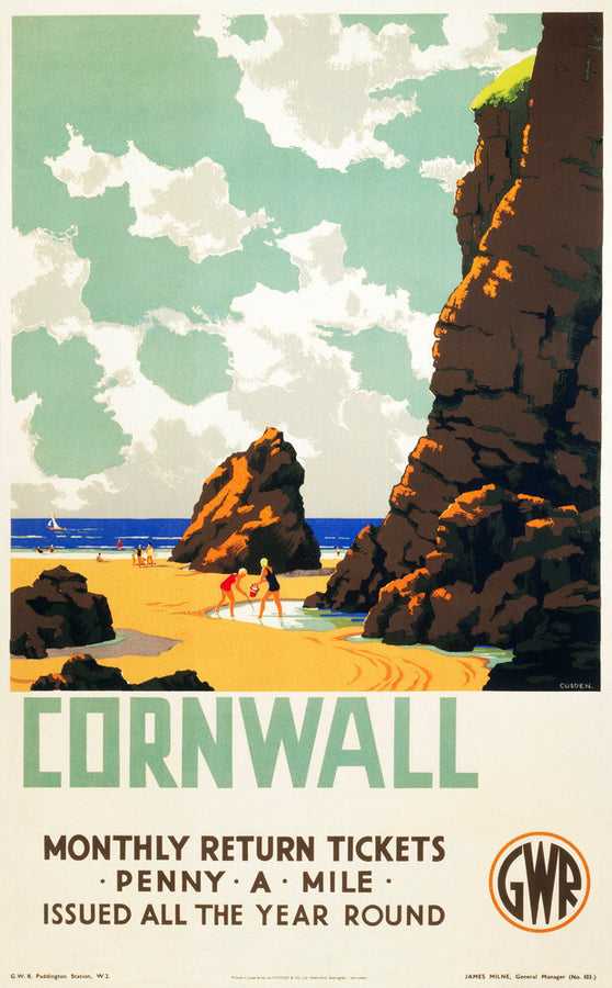 'Cornwall', GWR poster, c 1937. Art Print - Science Museum Shop