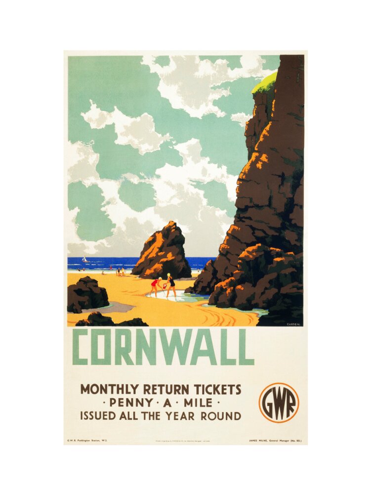 'Cornwall', GWR poster, c 1937. art print medium none Art Print - Science Museum Shop