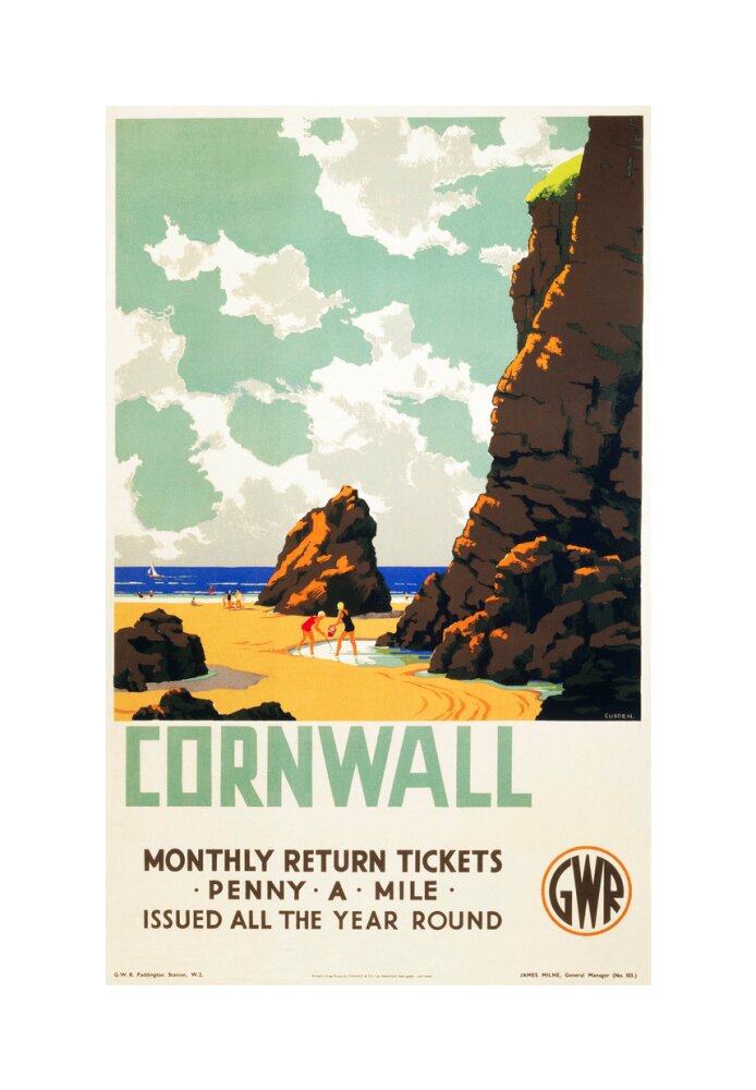 'Cornwall', GWR poster, c 1937. unstretched canvas medium none Art Print - Science Museum Shop