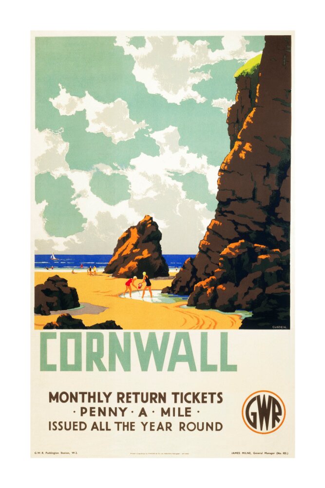 'Cornwall', GWR poster, c 1937. unstretched canvas extra large none Art Print - Science Museum Shop