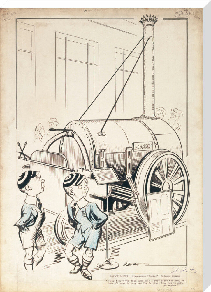London Laughs - 'Stephenson's Rocket, Science Museum', 1935. stretched canvas extra large none Art Print - Science Museum Shop