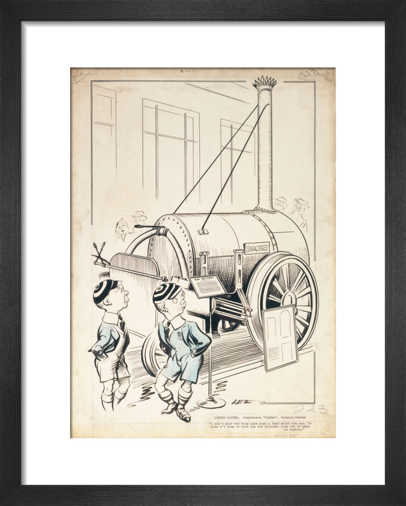 London Laughs - 'Stephenson's Rocket, Science Museum', 1935. art print extra small black Art Print - Science Museum Shop