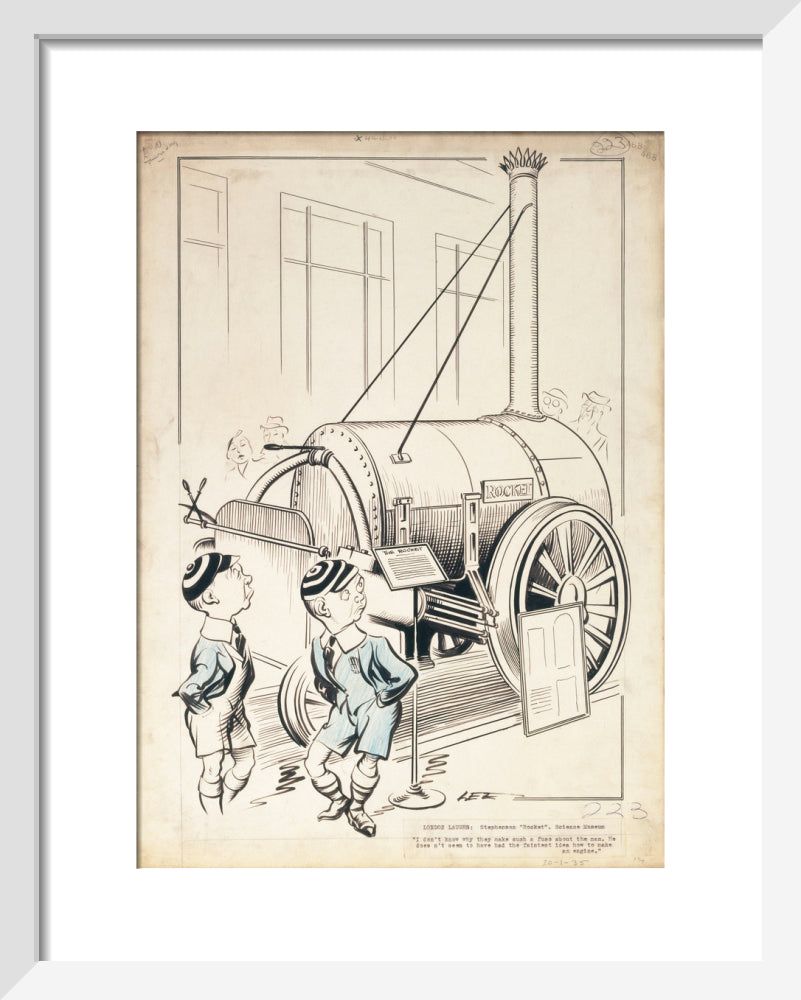 London Laughs - 'Stephenson's Rocket, Science Museum', 1935. art print extra small white Art Print - Science Museum Shop