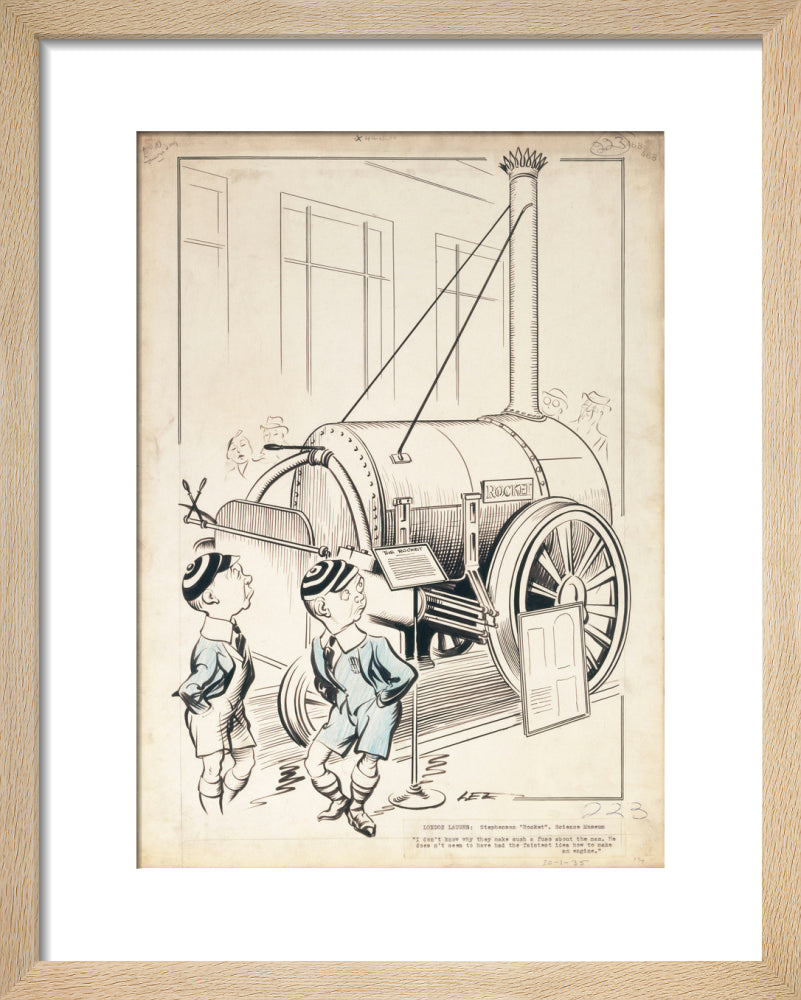 London Laughs - 'Stephenson's Rocket, Science Museum', 1935. art print extra small natural Art Print - Science Museum Shop