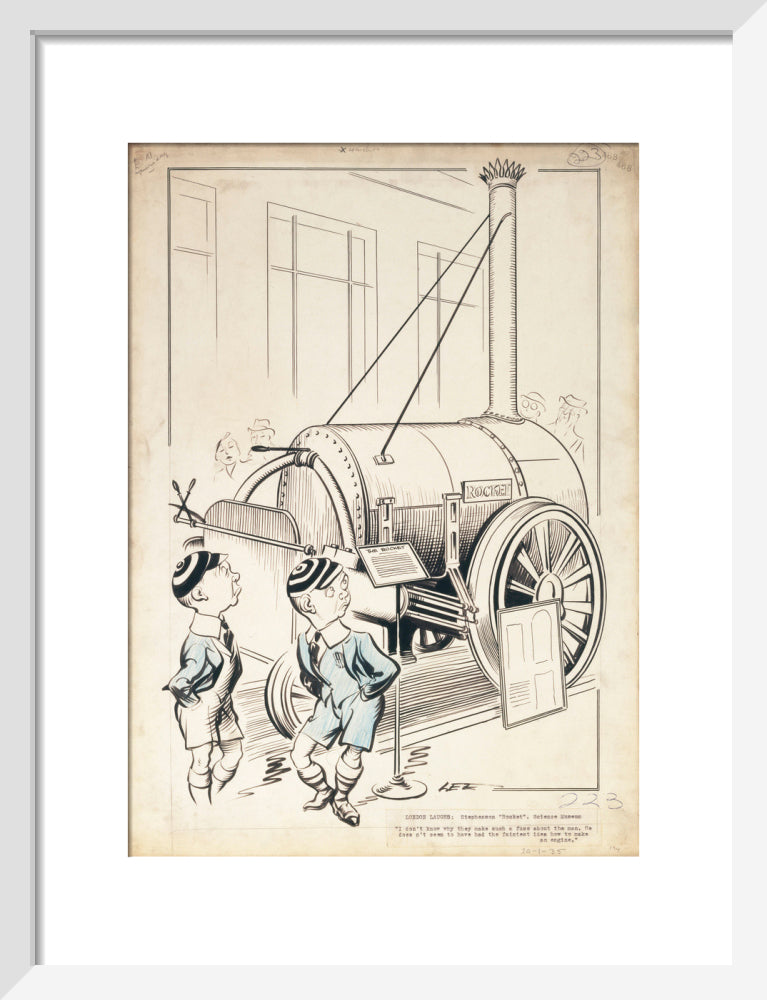 London Laughs - 'Stephenson's Rocket, Science Museum', 1935. art print small white Art Print - Science Museum Shop