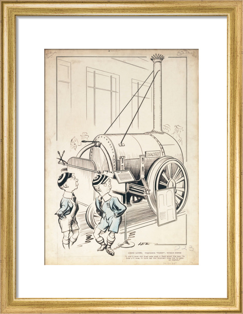 London Laughs - 'Stephenson's Rocket, Science Museum', 1935. art print small gold Art Print - Science Museum Shop