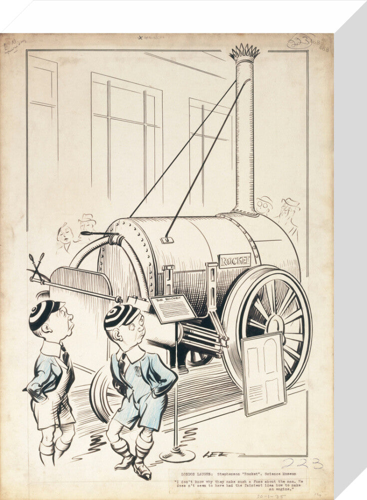 London Laughs - 'Stephenson's Rocket, Science Museum', 1935. stretched canvas small none Art Print - Science Museum Shop