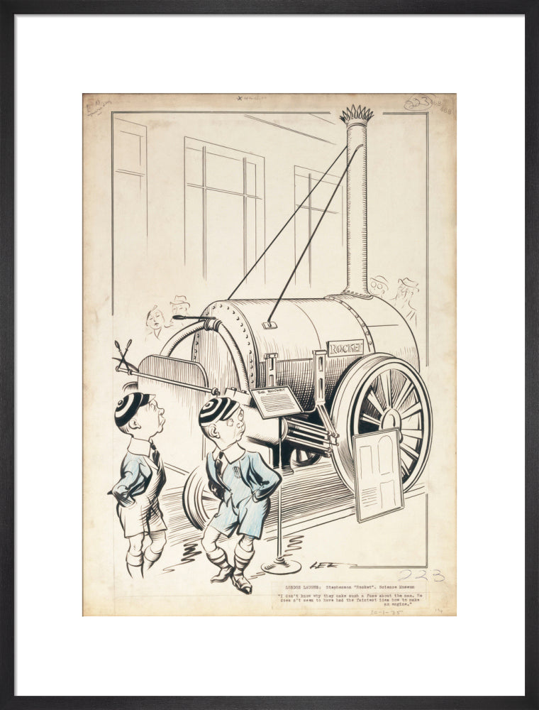 London Laughs - 'Stephenson's Rocket, Science Museum', 1935. art print large black Art Print - Science Museum Shop