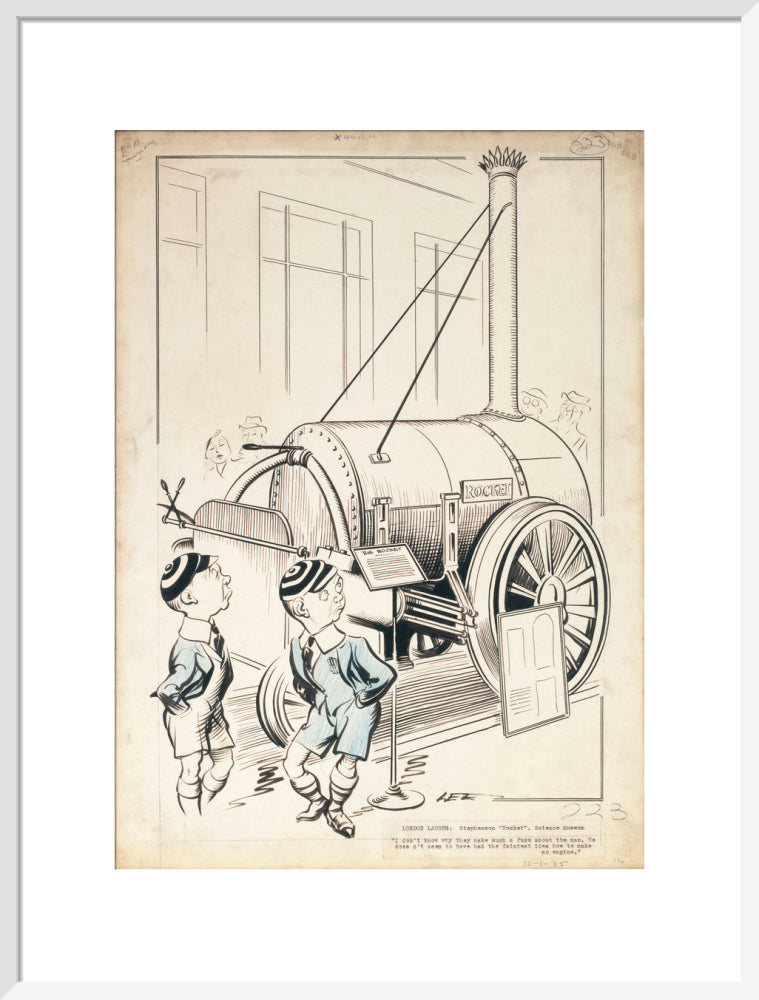 London Laughs - 'Stephenson's Rocket, Science Museum', 1935. art print large white Art Print - Science Museum Shop