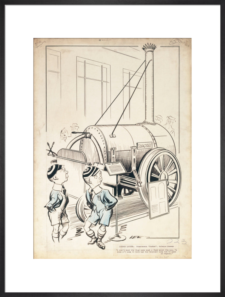 London Laughs - 'Stephenson's Rocket, Science Museum', 1935. art print extra large black Art Print - Science Museum Shop