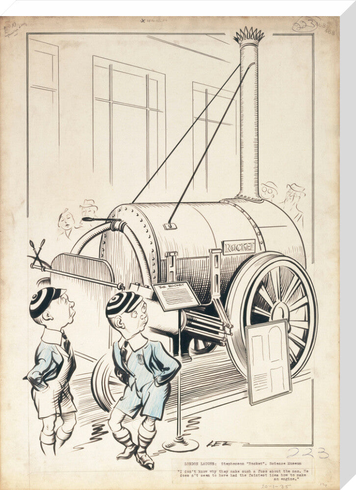 London Laughs - 'Stephenson's Rocket, Science Museum', 1935. stretched canvas large none Art Print - Science Museum Shop