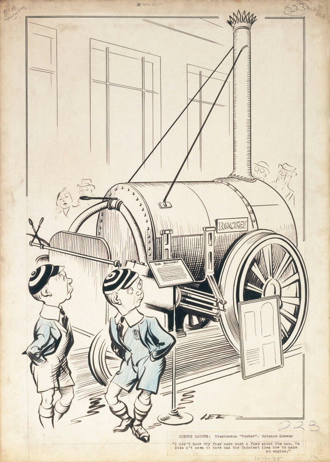 London Laughs - 'Stephenson's Rocket, Science Museum', 1935. Art Print - Science Museum Shop